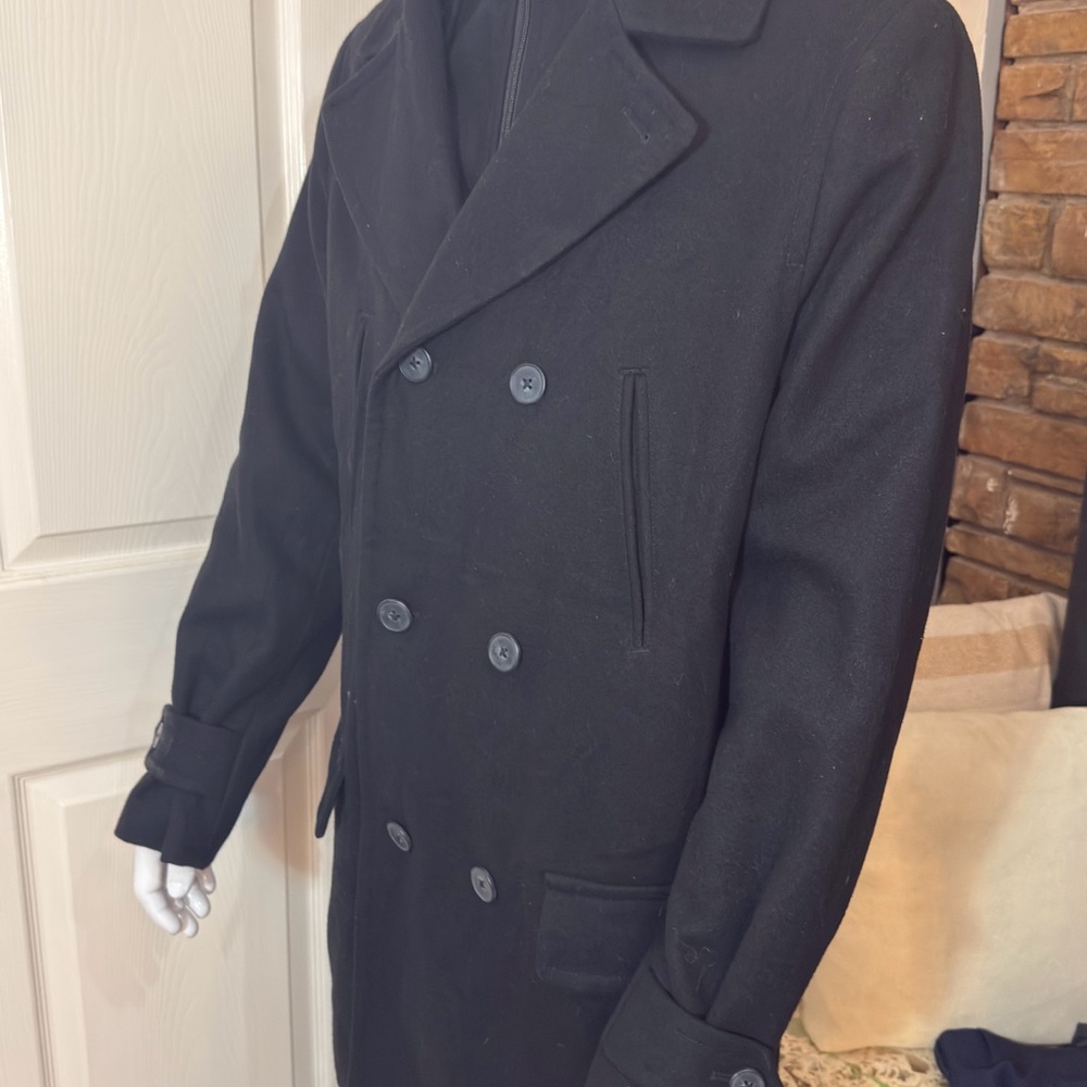 jf j.ferrar Men's Classic Black Pea Coat